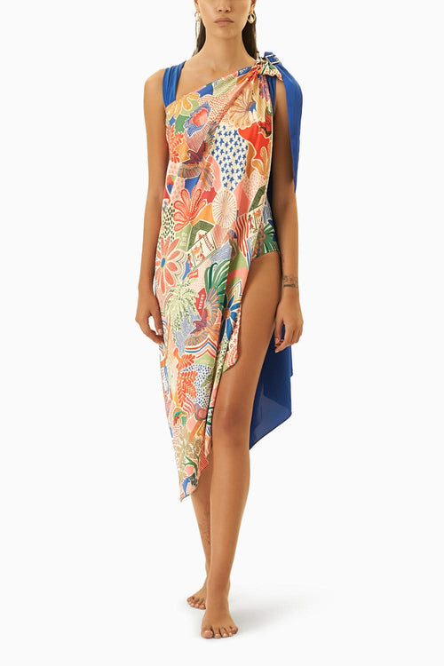 Printed Furbelow Cape
