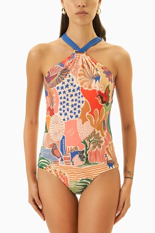 Madagascar Medal Halter Swimsuit