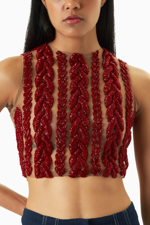 Crimson Knit Blouse