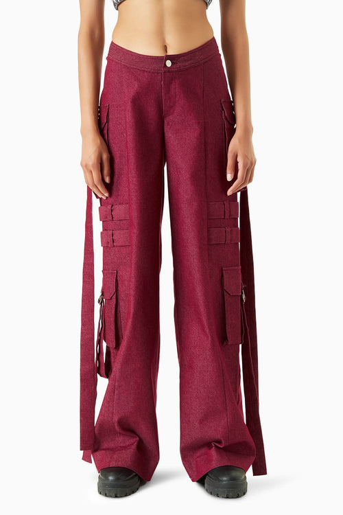 Red Cargo Pants with Ties