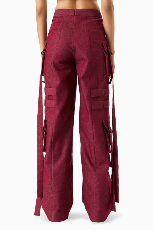 Red Cargo Pants with Ties