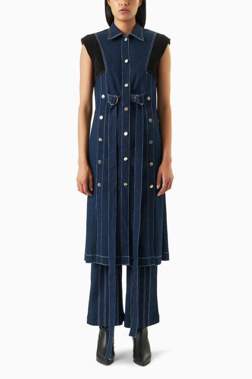 Denim Panelled Trench