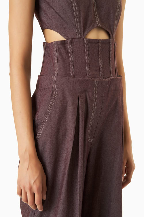 Mahogany Denim Cut Out Jumpsuit