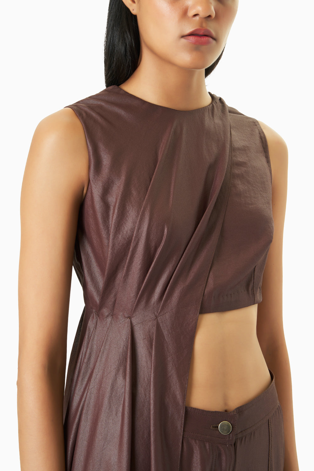 Mahogany Draped Top and Cargo Pants