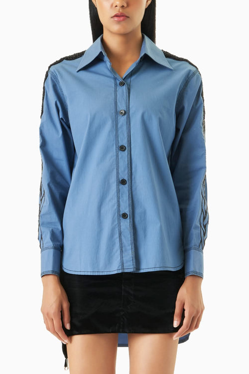 Asymmetrical Shirt with Hand Embellishments