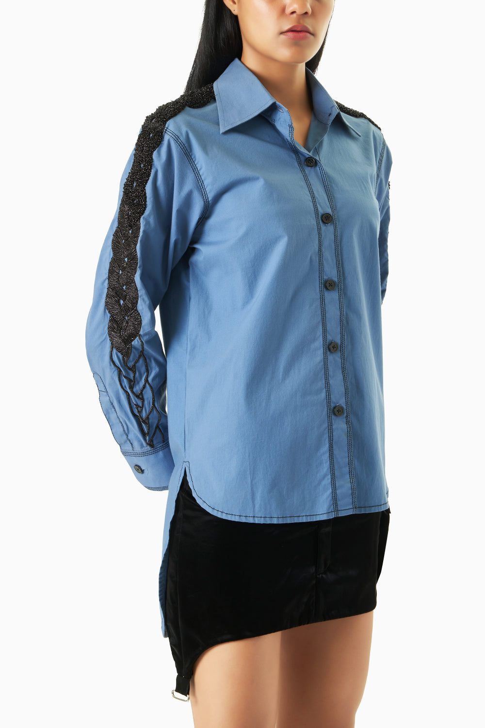 Asymmetrical Shirt with Hand Embellishments