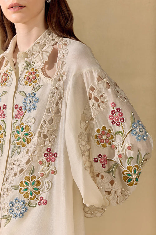 Ivory Fleur Cutout Shirt
