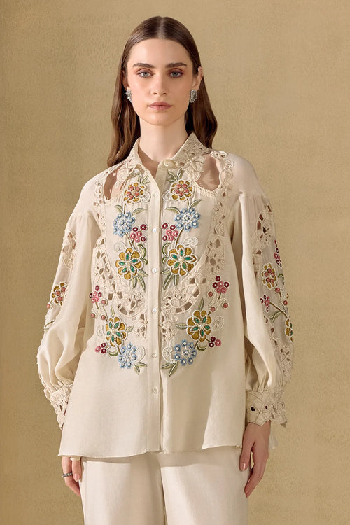 Ivory Fleur Cutout Shirt
