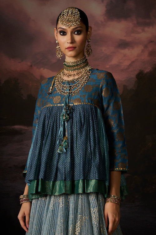Tashi Shades of Blue Kedia Top