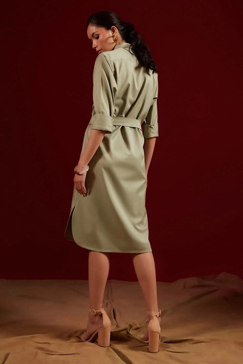 Mint Double Pocket Shirt Dress
