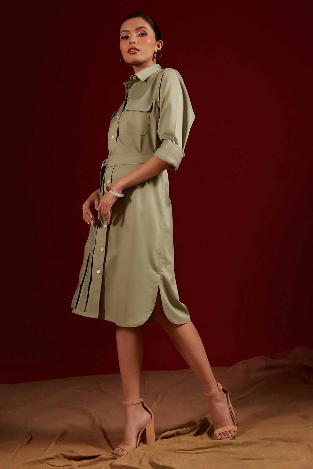 Mint Double Pocket Shirt Dress