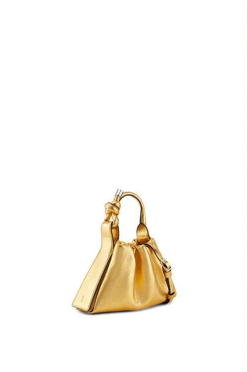 Tina Crinkle Gold Ruched Mini Baguette Bag