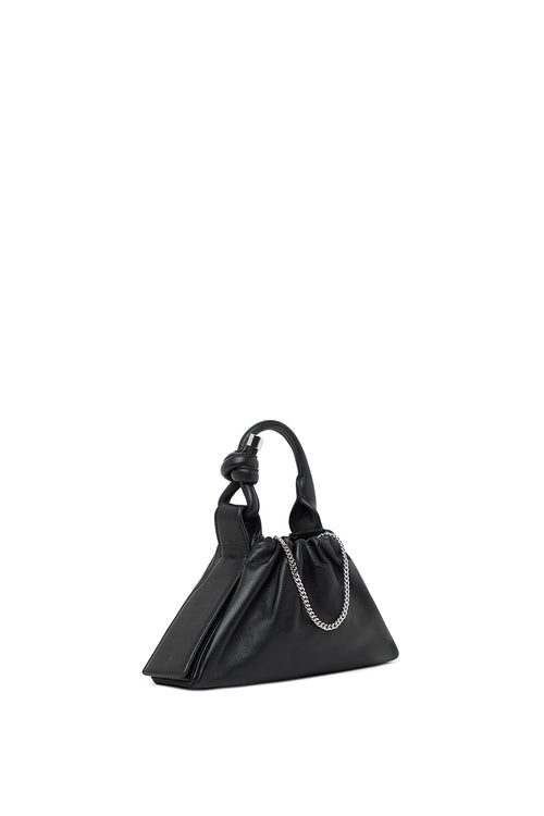Tina Nappa Black Ruched Mini Baguette Bag