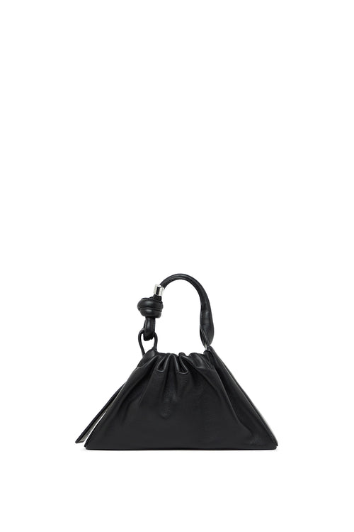 Tina Nappa Black Ruched Mini Baguette Bag