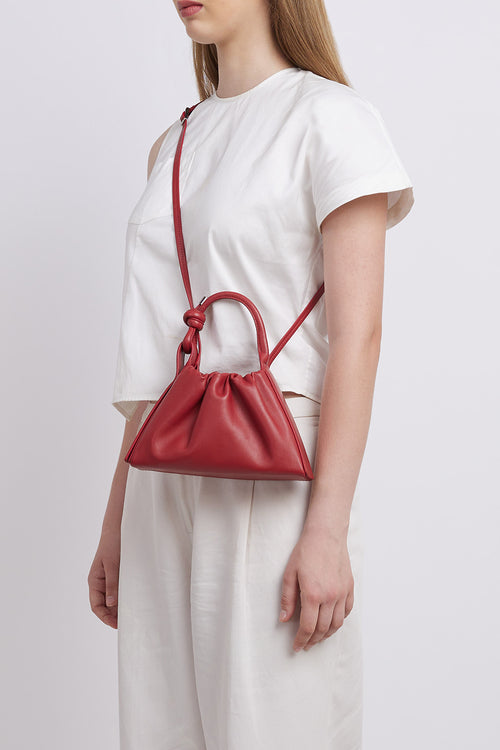 Tina Nappa Ruched Mulberry Mini Baguette Bag