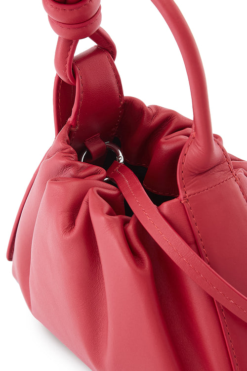 Tina Nappa Ruched Mulberry Mini Baguette Bag