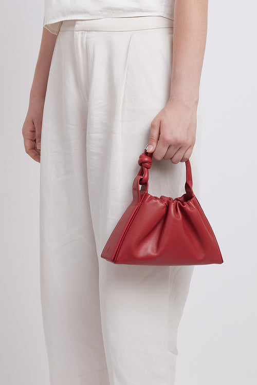 Tina Nappa Ruched Mulberry Mini Baguette Bag