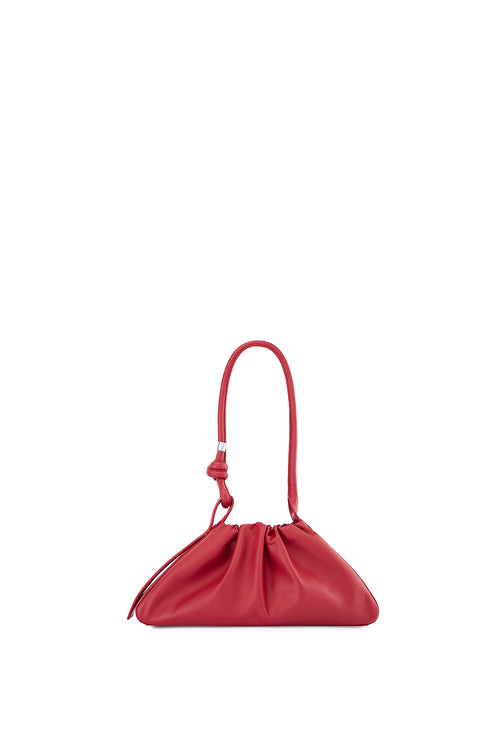 Tina Nappa Ruched Mulberry Baguette Bag