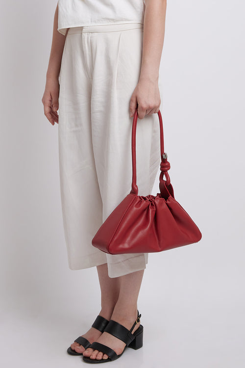 Tina Nappa Ruched Mulberry Baguette Bag