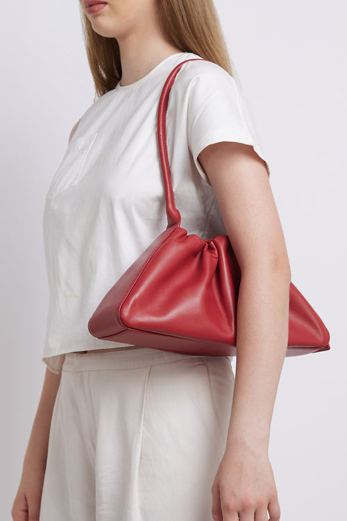 Tina Nappa Ruched Mulberry Baguette Bag