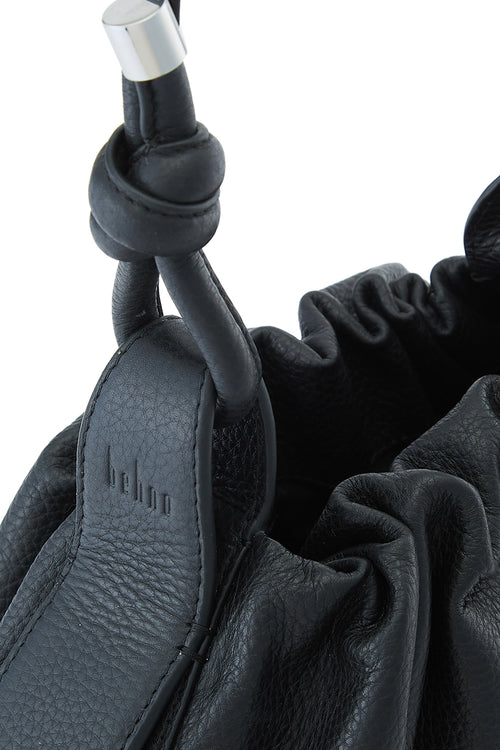 Tina Pebble Ruched Black Baguette Bag