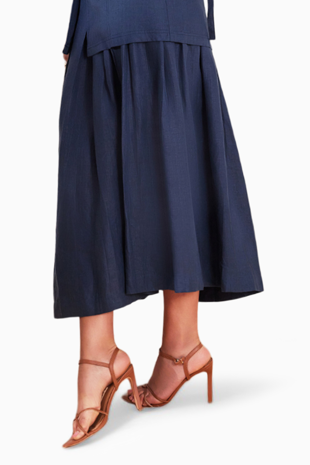 Moroccan Blue Hemp Box Pleat Skirt