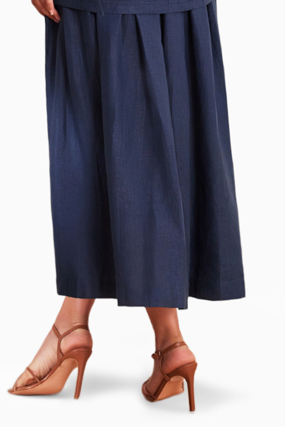 Moroccan Blue Hemp Box Pleat Skirt