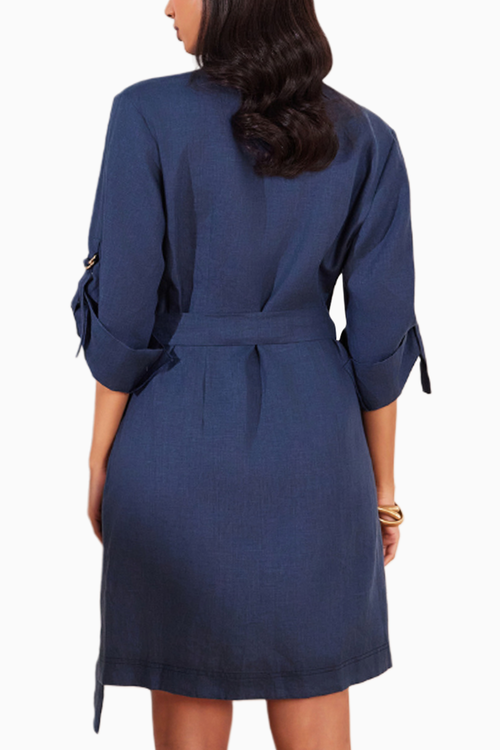 Moroccan Blue Hemp Jacket Dress