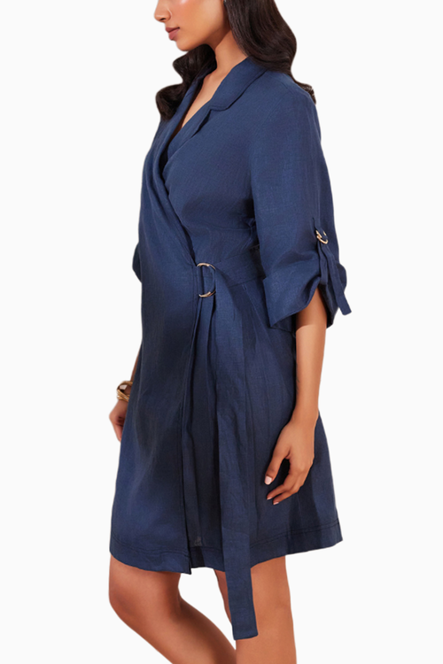 Moroccan Blue Hemp Jacket Dress