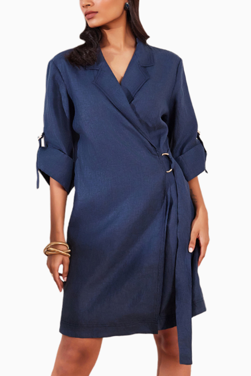Moroccan Blue Hemp Jacket Dress