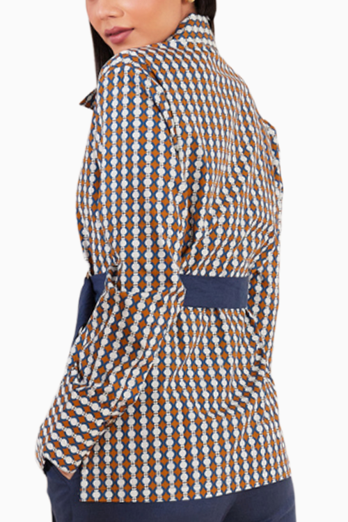 Summer Circle Printed Full Sleeve Wrap Shirt