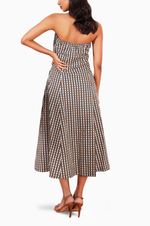 Summer Circle Printed Halter Midi Dress