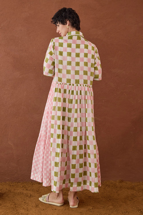 Spring Mosaic Shirt Dress