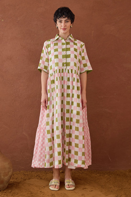 Spring Mosaic Shirt Dress