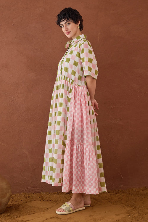 Spring Mosaic Shirt Dress