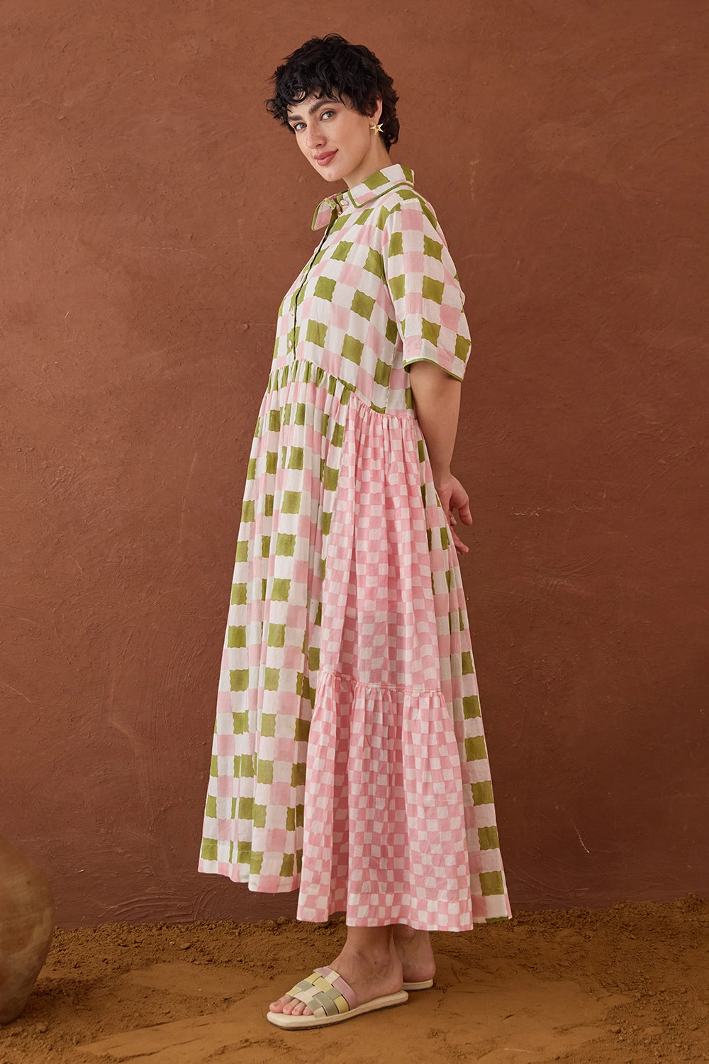 Spring Mosaic Shirt Dress