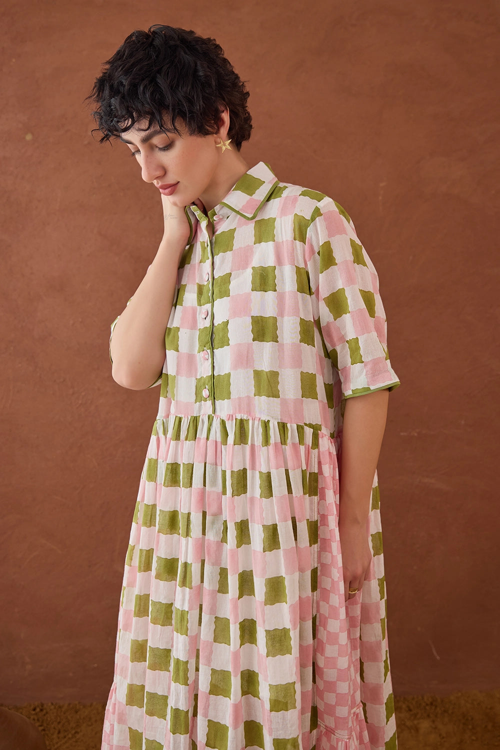 Spring Mosaic Shirt Dress