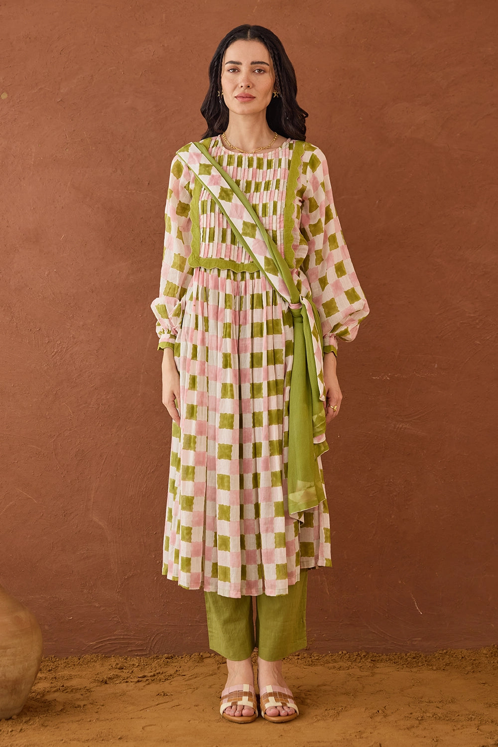 Rosewood Plaid Kurta Set