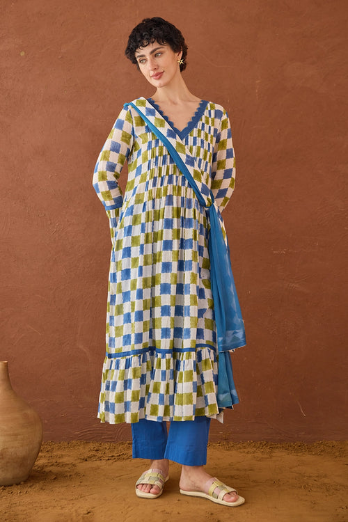Cloudburst Plaid Kurta Set