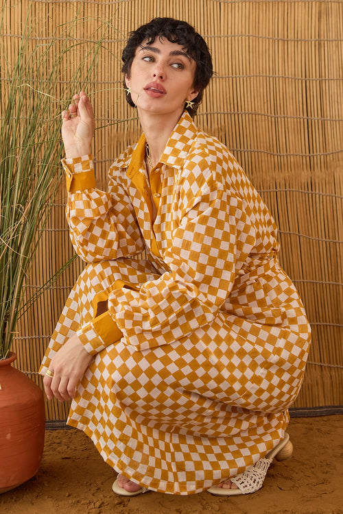 Golden Hour Gingham 
Shirt Dress