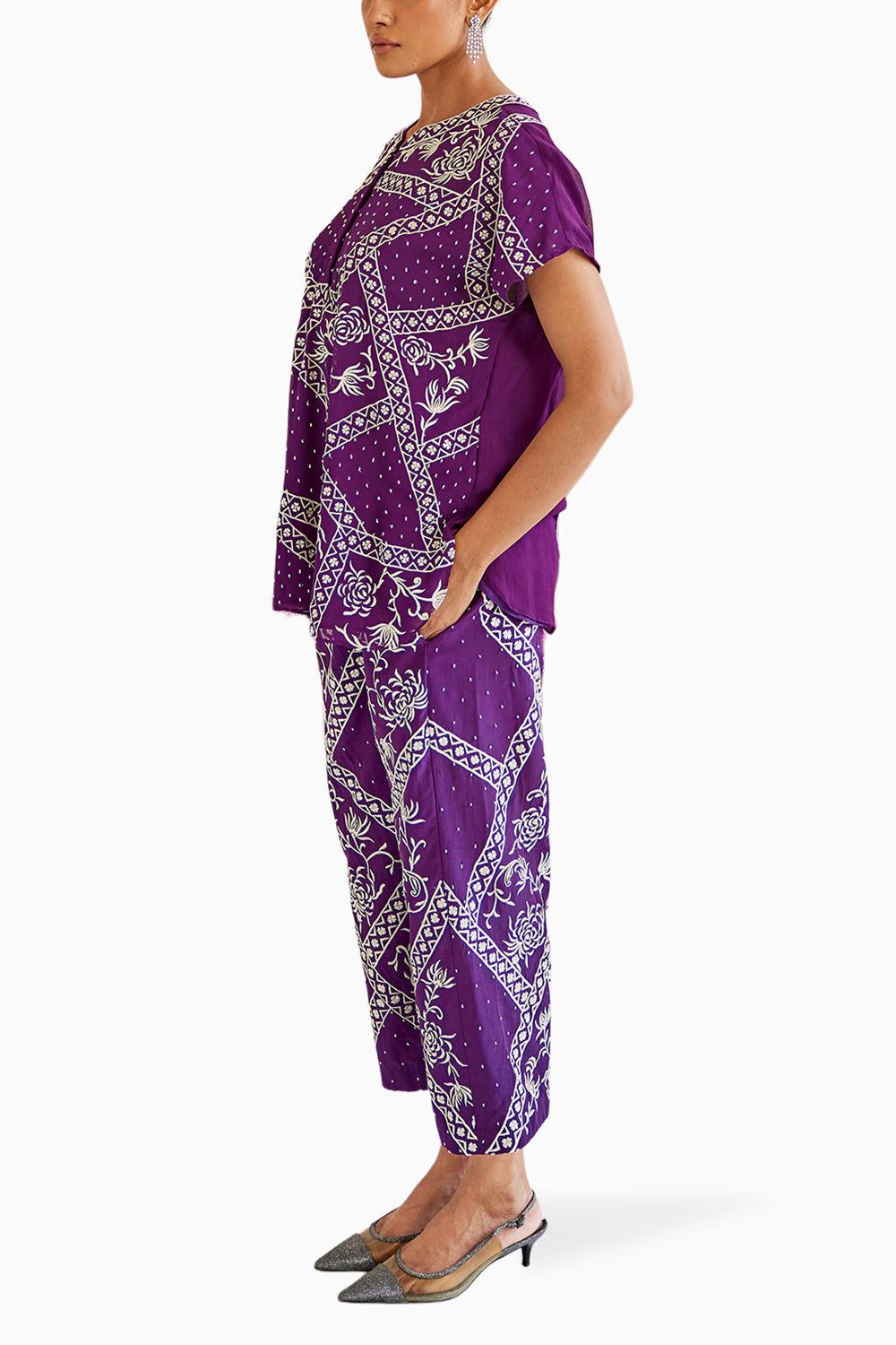 Purple Parsi Gaara Shirt and Grid Pants