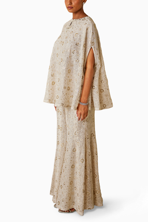 Chikankari Cape with Bootcut Pants