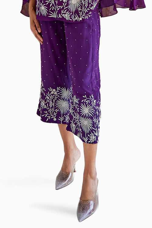 Purple Parsi Gaara Cape with Pants Set