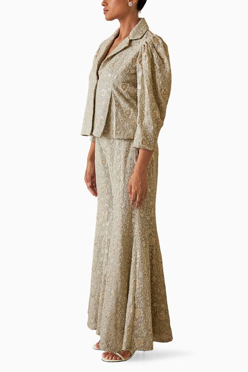 Chikankari Jacket with Bootcut Pants