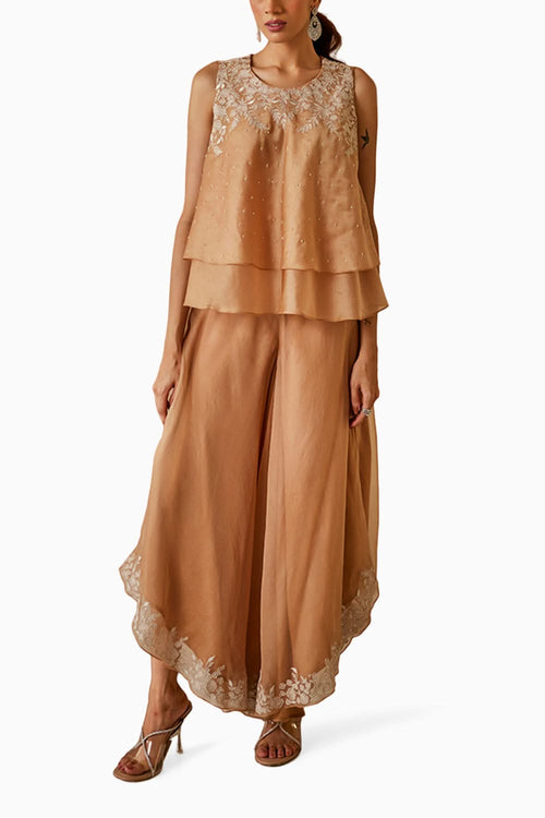 Parsi Gaara Layered Top with Organza Palazzos