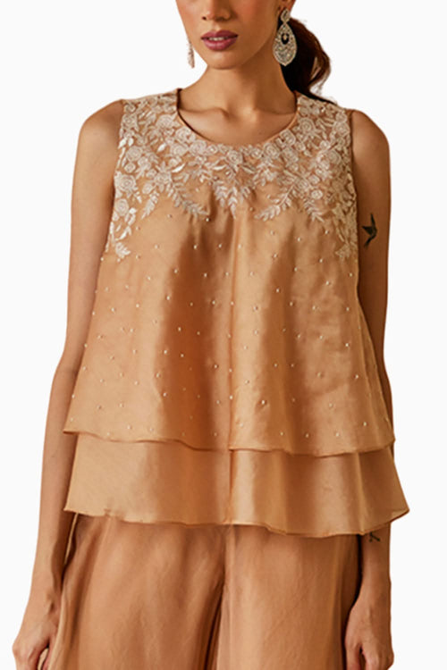 Parsi Gaara Layered Top with Organza Palazzos