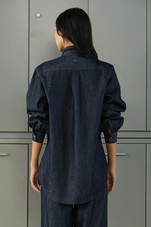 Lurex Denim Embellished Shirt