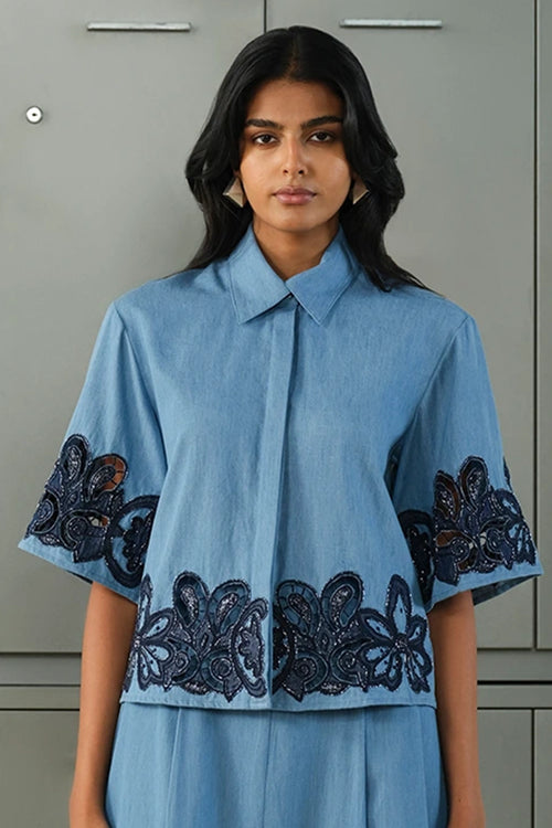 Tencel Applique Embellished Top
