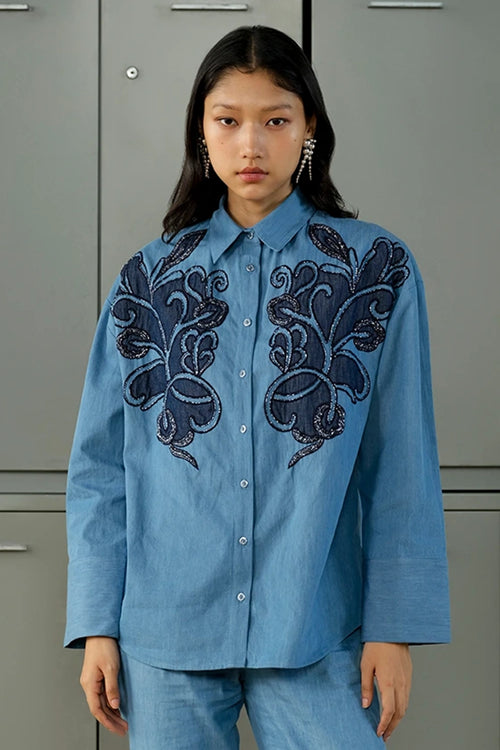 Tencel Applique Embellished Shirt