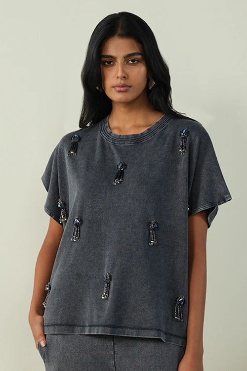 Overdyed Jewelled T-Shirt